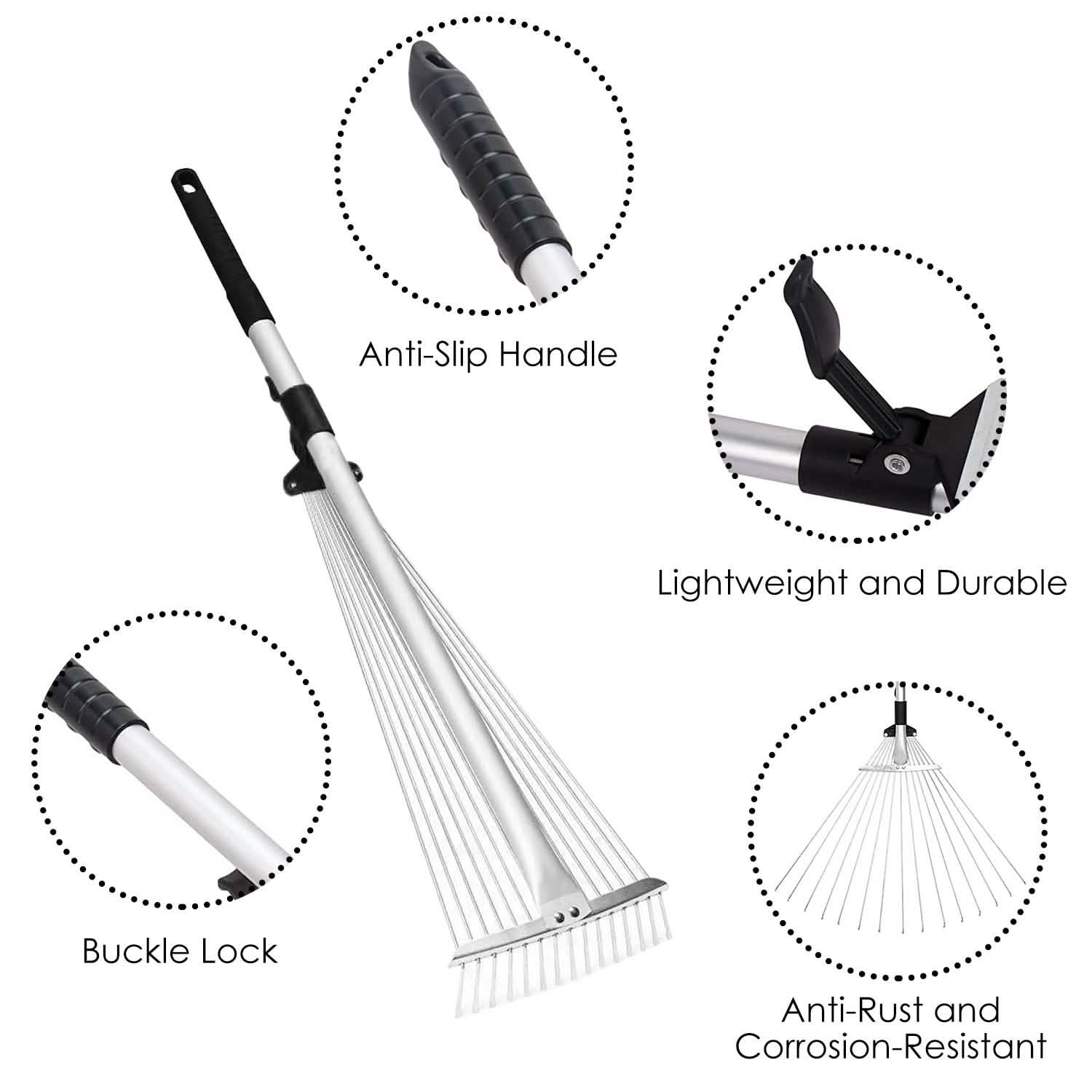 15-Teeth Expanding Stainless Steel Rake Garden & Patio - Tophatter Daily Deals