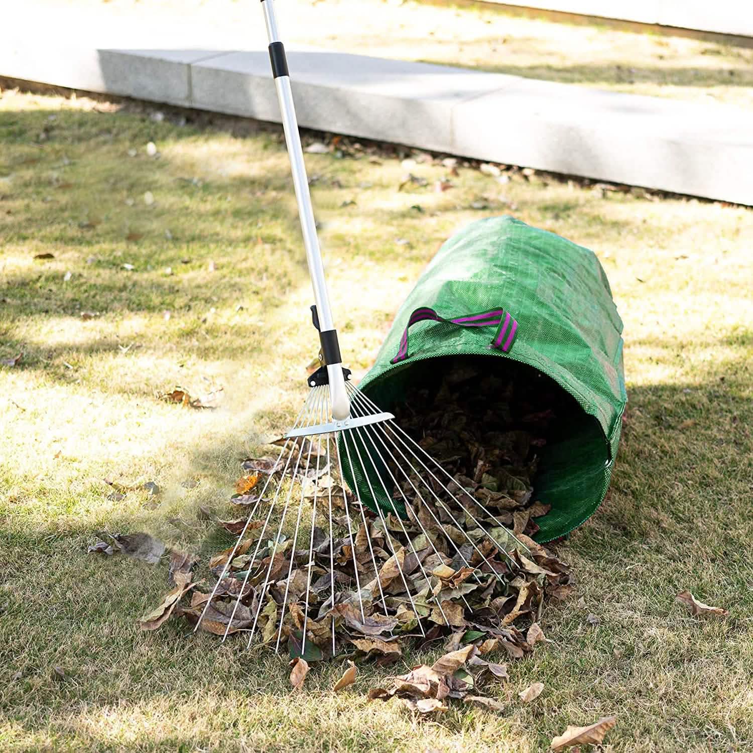 15-Teeth Expanding Stainless Steel Rake Garden & Patio - Tophatter Daily Deals