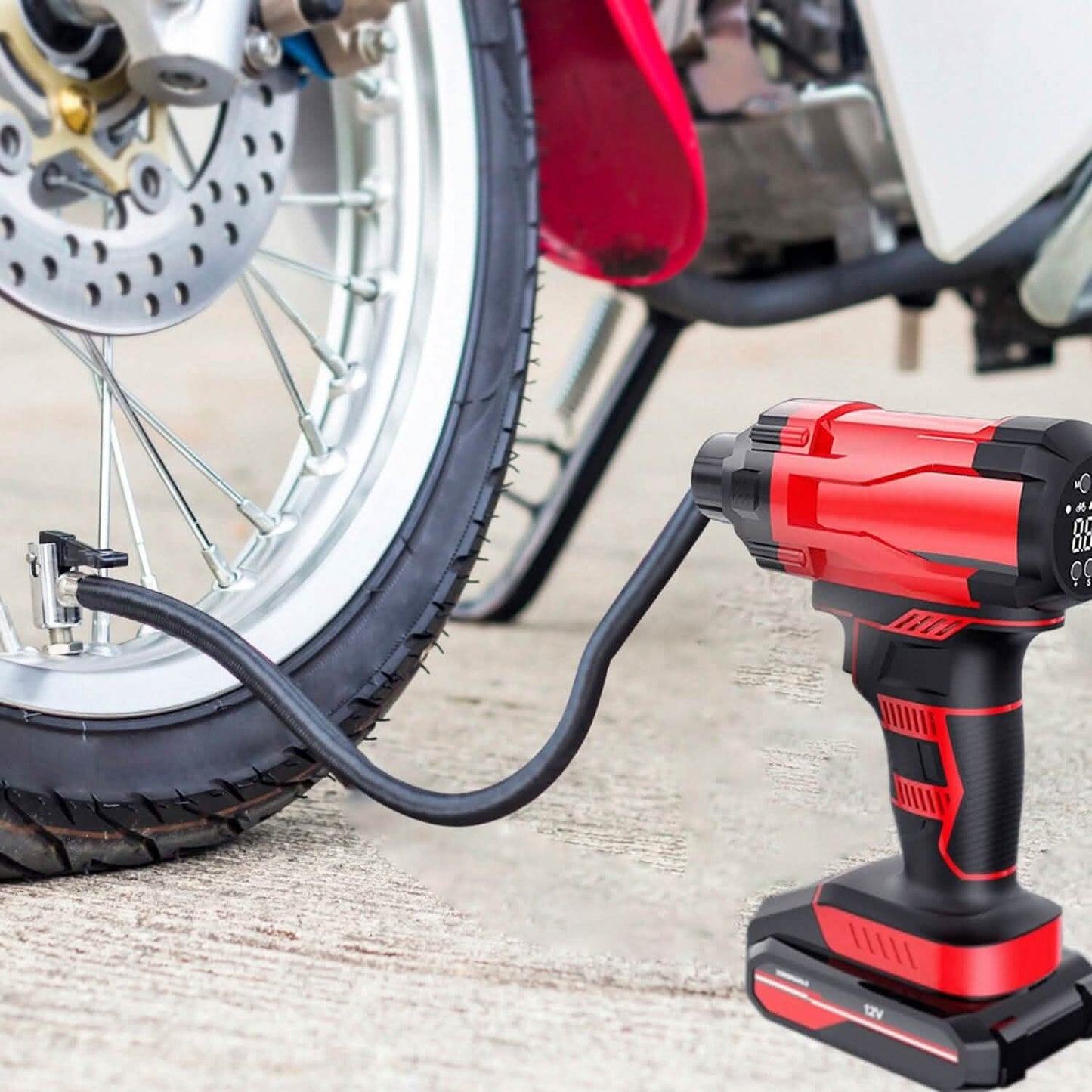 150 PSI 12V Portable Cordless Tire Pump 6000mAh Rechargeable with LED Light Automotive - Tophatter Daily Deals