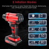 150 PSI 12V Portable Cordless Tire Pump 6000mAh Rechargeable with LED Light Automotive - Tophatter Daily Deals
