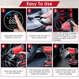 150 PSI 12V Portable Cordless Tire Pump 6000mAh Rechargeable with LED Light Automotive - Tophatter Daily Deals