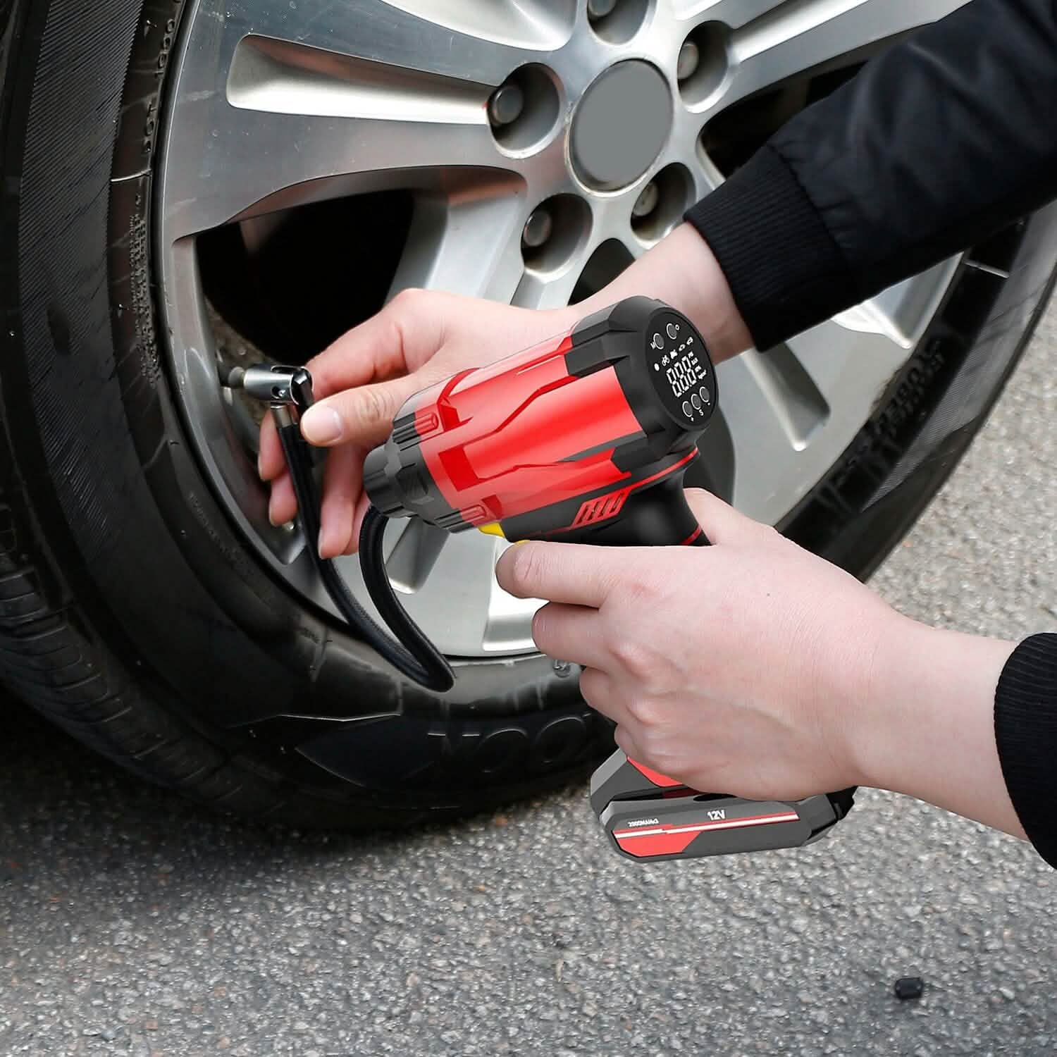 150 PSI 12V Portable Cordless Tire Pump 6000mAh Rechargeable with LED Light Automotive - Tophatter Daily Deals