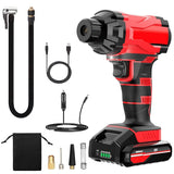 150 PSI 12V Portable Cordless Tire Pump 6000mAh Rechargeable with LED Light Automotive - Tophatter Daily Deals