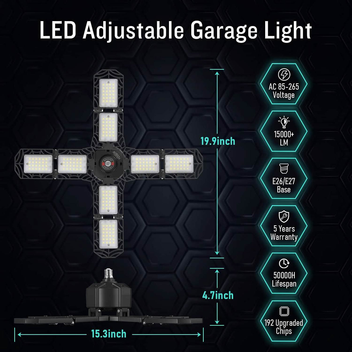 15000LM LED Shop Light with E26/E27 Indoor Lighting - Tophatter Daily Deals