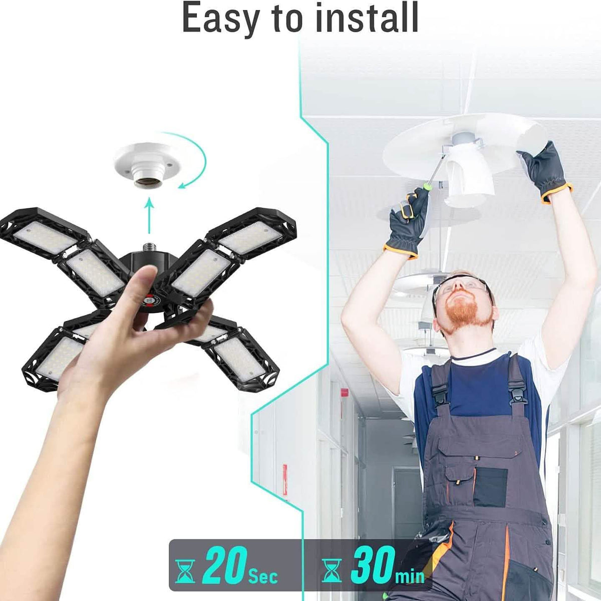 15000LM LED Shop Light with E26/E27 Indoor Lighting - Tophatter Daily Deals