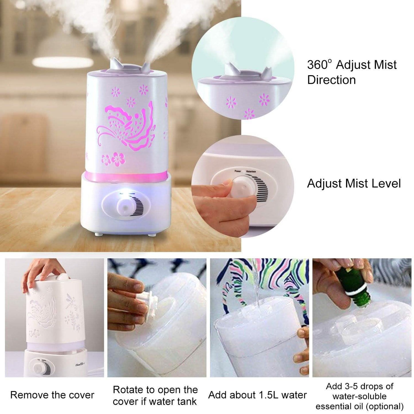 1500ml Ultrasonic Aroma Essential Oil Diffuser Health & Wellness - Tophatter Daily Deals