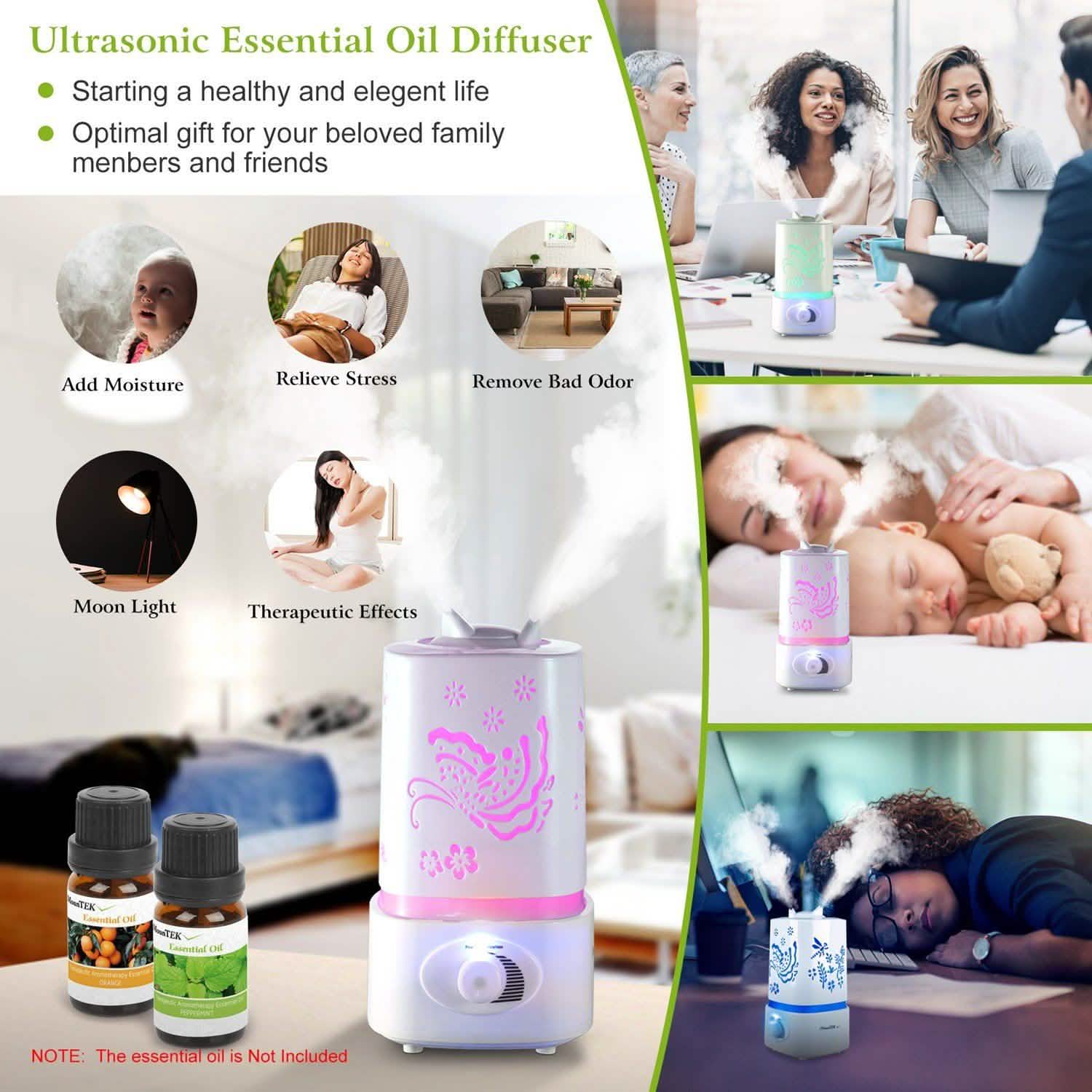 1500ml Ultrasonic Aroma Essential Oil Diffuser Health & Wellness - Tophatter Daily Deals