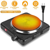 1500W Portable Heating Hot Plate Stove Countertop with Non Slip Rubber Kitchen Appliances - Tophatter Daily Deals