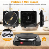 1500W Portable Heating Hot Plate Stove Countertop with Non Slip Rubber Kitchen Appliances - Tophatter Daily Deals