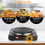 1500W Portable Heating Hot Plate Stove Countertop with Non Slip Rubber Kitchen Appliances - Tophatter Daily Deals