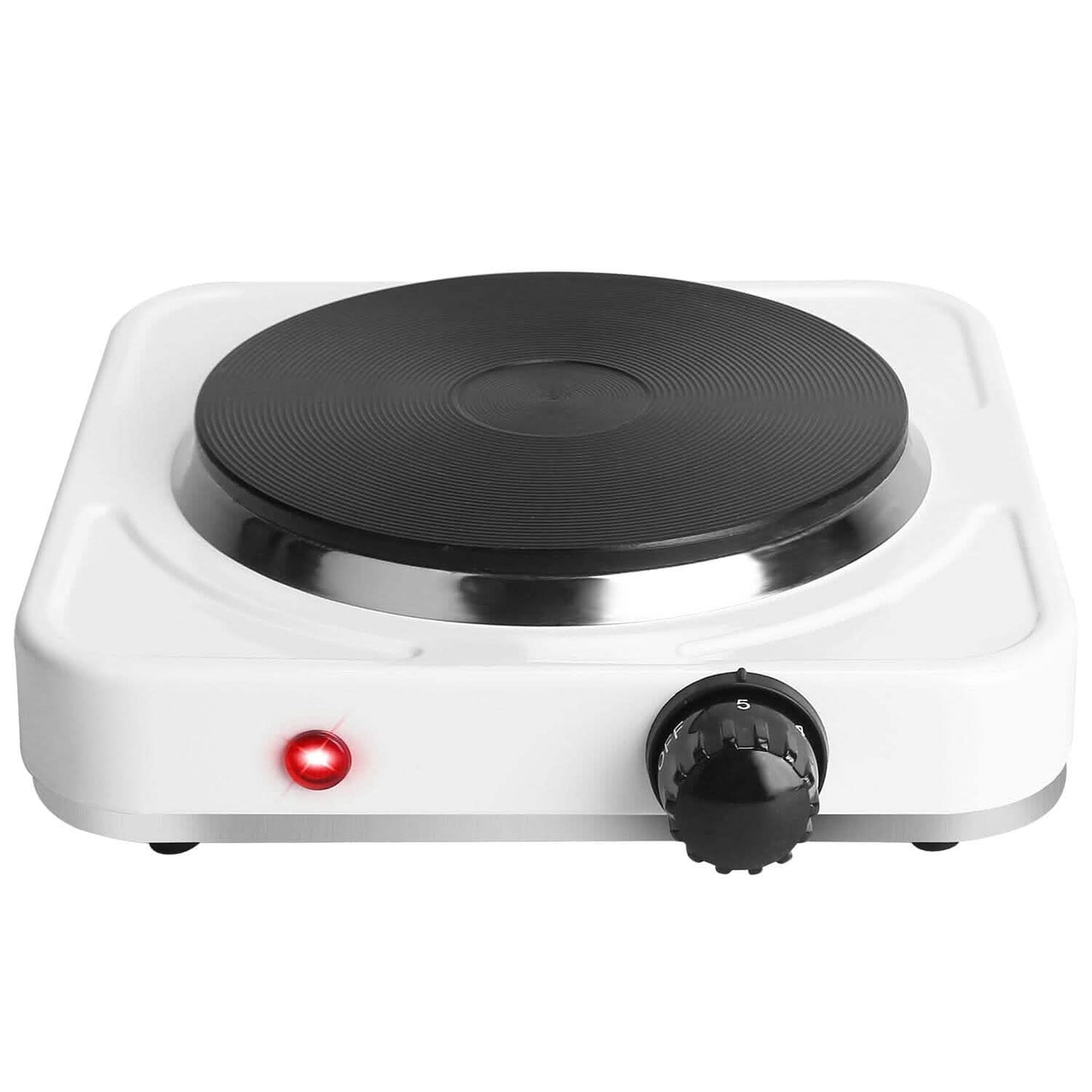 1500W Portable Heating Hot Plate Stove Countertop with Non Slip Rubber White Kitchen Appliances - Tophatter Daily Deals