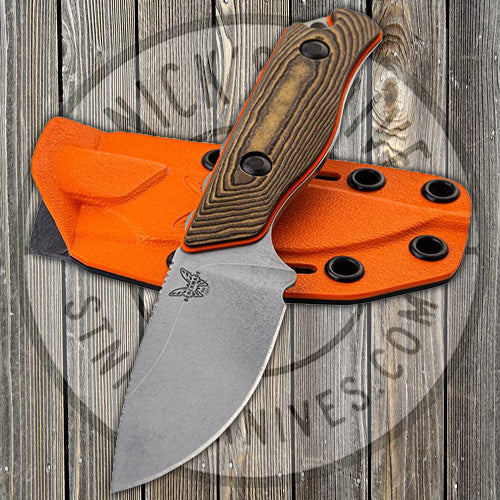 Benchmade - Hidden Canyon - Richlite/Orange G10 Handle - CPM-S90V - Fixed Blade - 15017-1 Knives - Tophatter Daily Deals