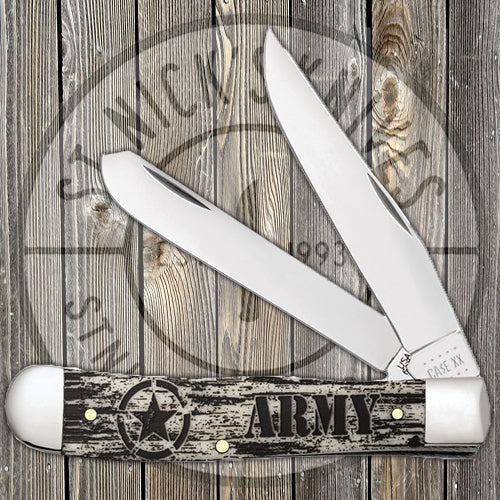Case Trapper - Embellished Natural Smooth Bone - U.S. Army - 15032 Traditional Knives - Tophatter Daily Deals