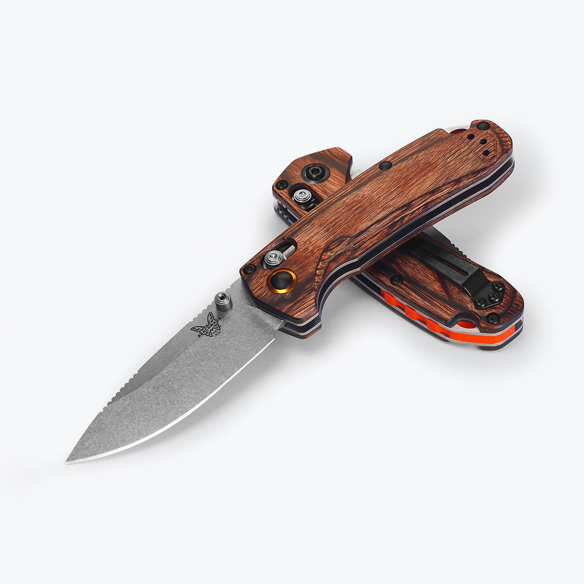 Benchmade North Fork - AXIS Lock - Wood Handle - Stonewashed S30V Blade - 15032 Knives - Tophatter Daily Deals