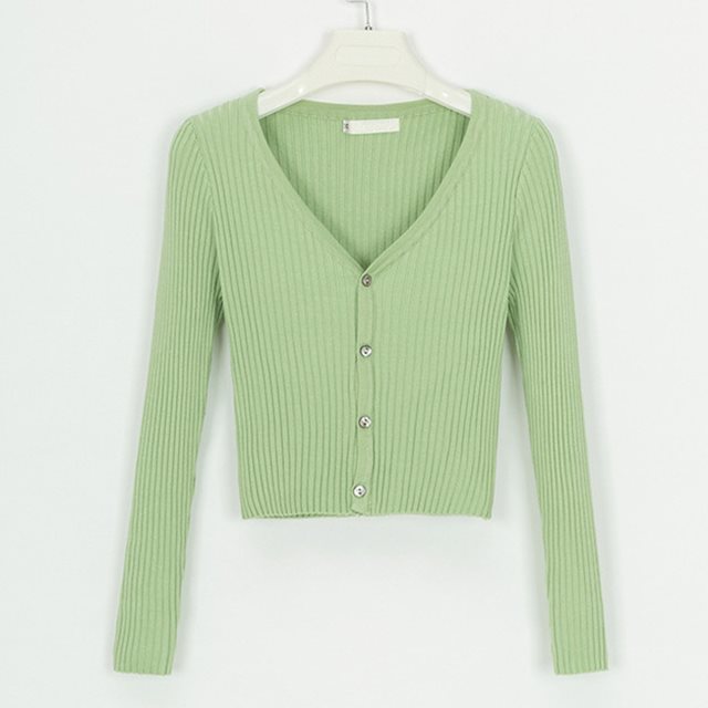 Fitted Womens Cropped Cardigan - Ribbed Knit, Casual Green 3D Changing Face Moving Picture Frame - Tophatter Daily Deals