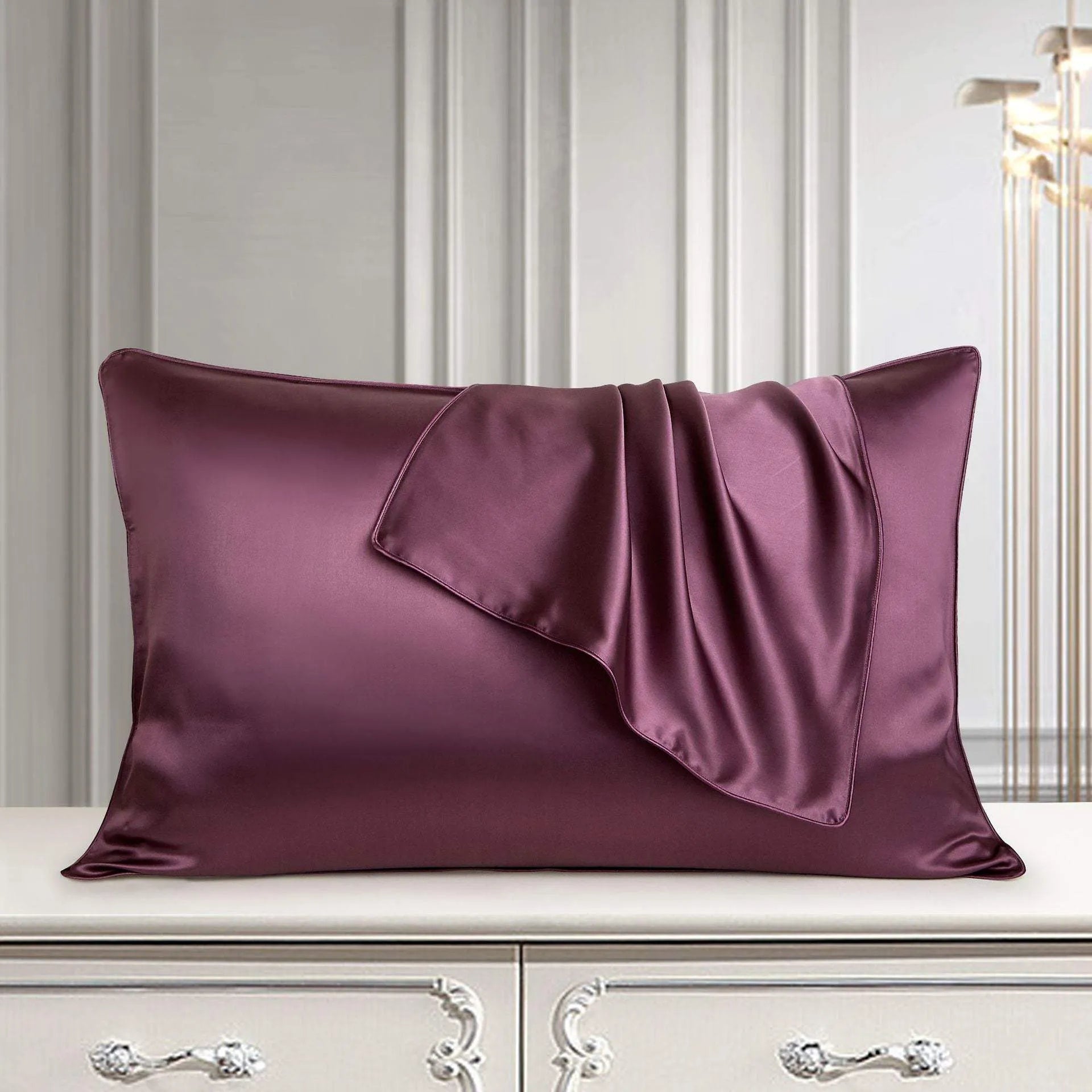 Silk Pillow Case Pure Silk Pillowcase Real Silk Pillowcase Natural Silk Pillowcase Dark Purple Humidifier - Tophatter Daily Deals