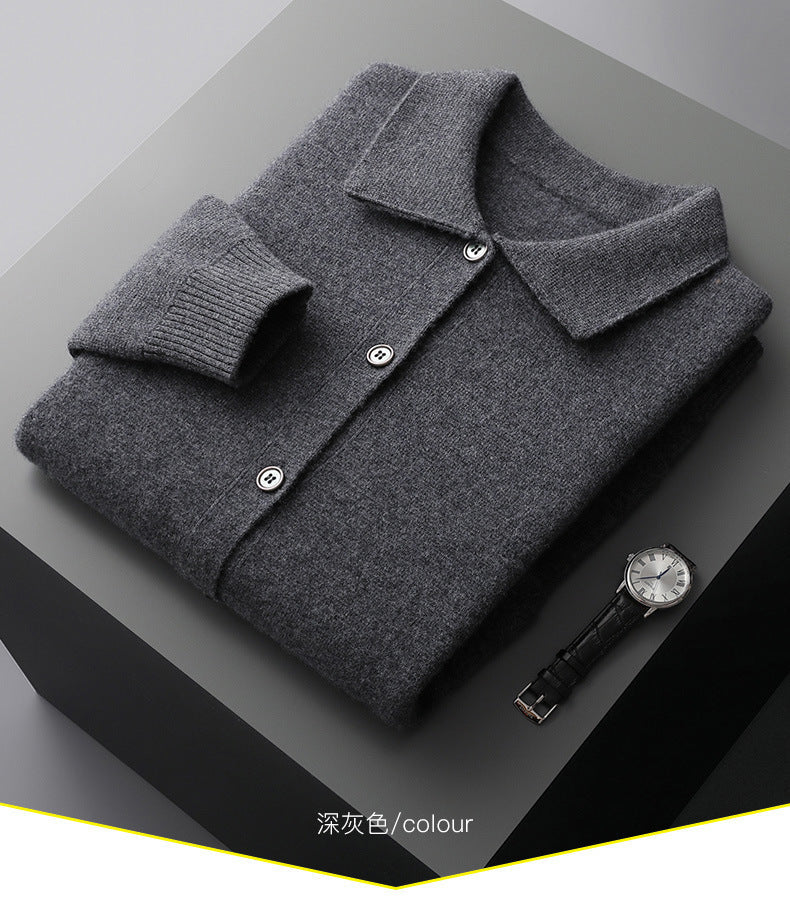Warm Classic Men's Polo Cardigan - Wool, Button, Autumn 3D Changing Face Moving Picture Frame - Tophatter Daily Deals
