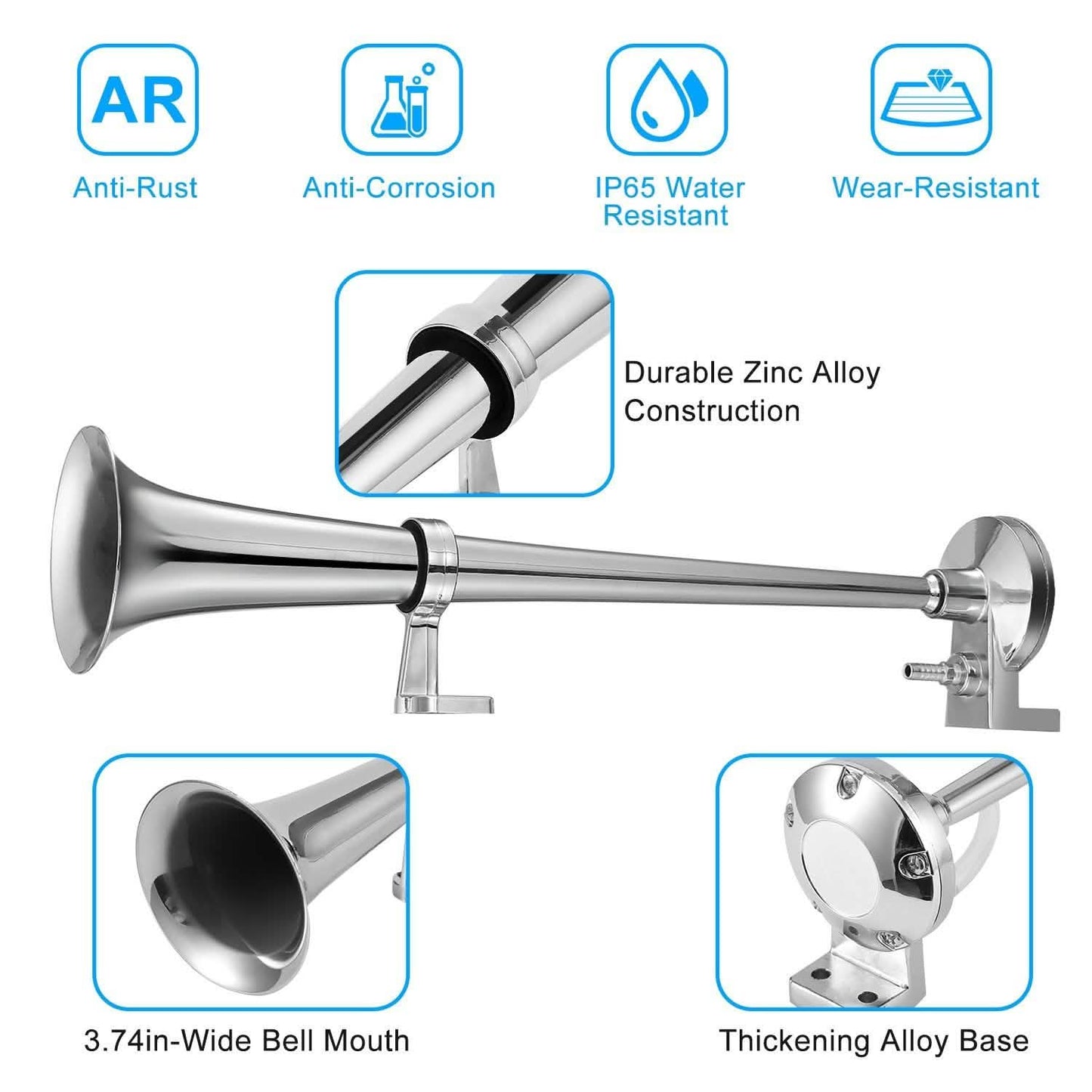 150dB Loud Single Car Trumpet 12V Electric Air Horn Automotive - Tophatter Daily Deals