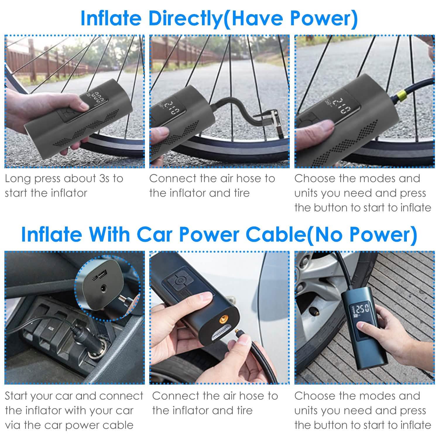 150PSI Cordless Car Tire Pump 6000mAh Rechargeable Tire Inflator Automotive - Tophatter Daily Deals