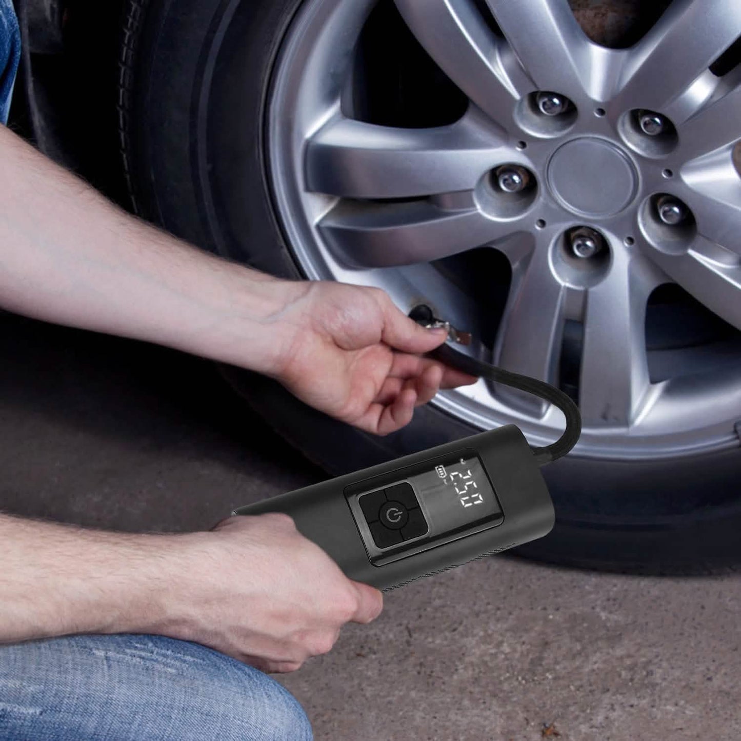 150PSI Cordless Car Tire Pump 6000mAh Rechargeable Tire Inflator Automotive - Tophatter Daily Deals