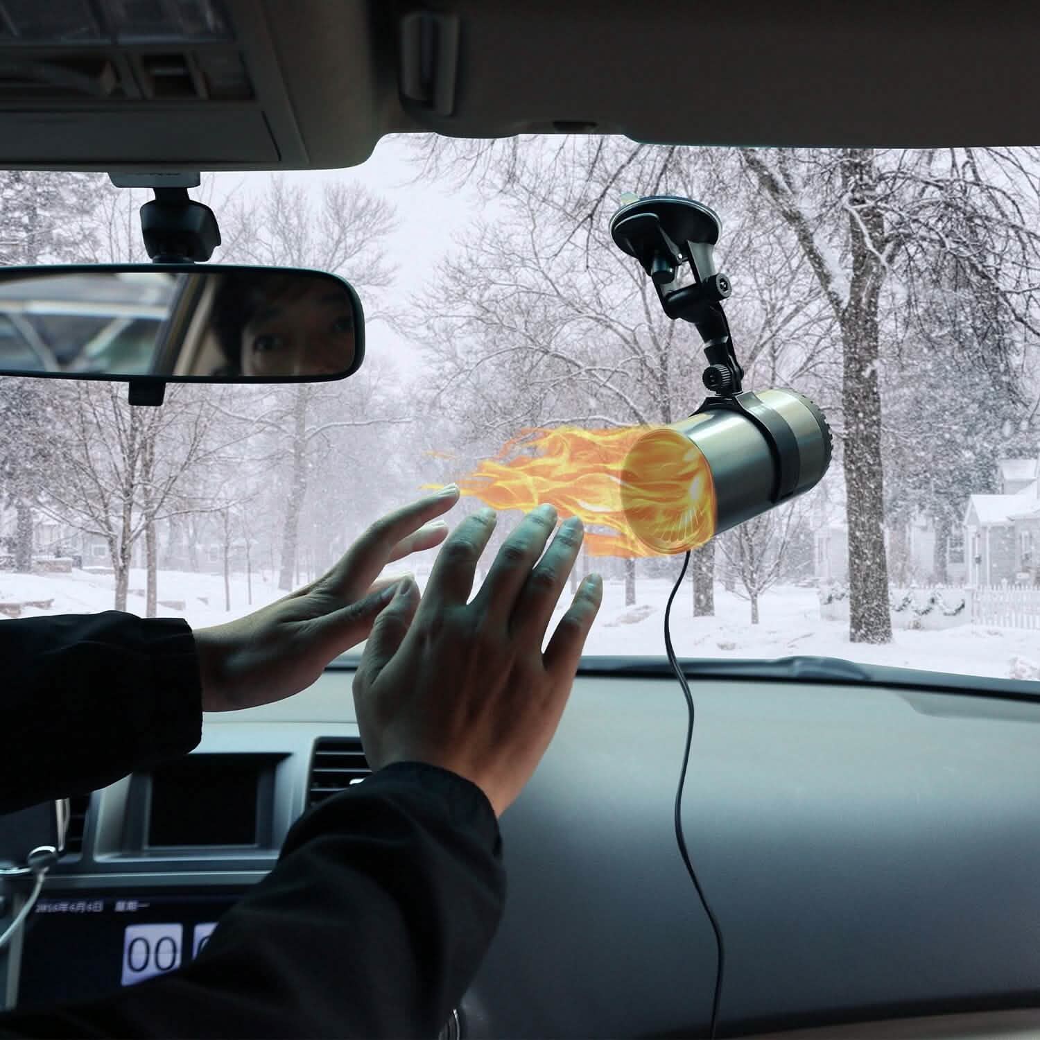 150W Portable Car Heater 2-in-1 Heating Cooling Fan Rotatable Demister Defroster Automotive - Tophatter Daily Deals