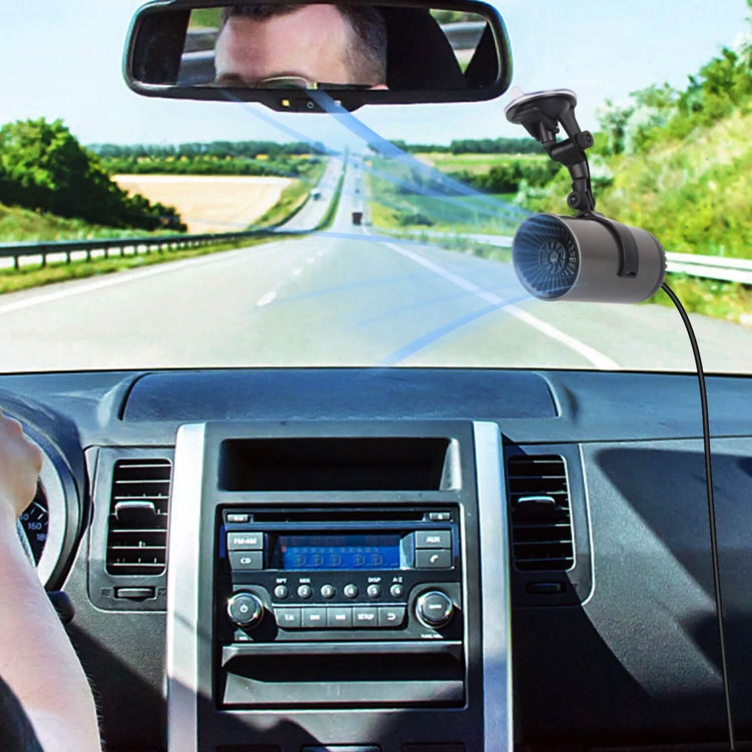 150W Portable Car Heater 2-in-1 Heating Cooling Fan Rotatable Demister Defroster Automotive - Tophatter Daily Deals