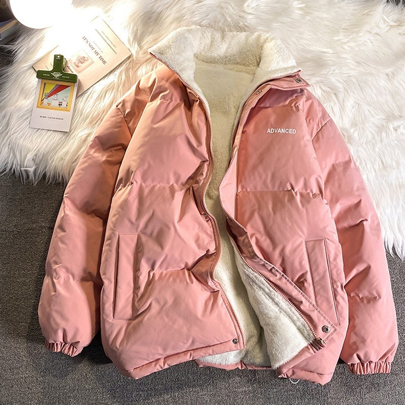 Warm Relaxed Women’s Puffer Jacket - Oversized Fleece Winter Pink 3D Changing Face Moving Picture Frame - Tophatter Daily Deals