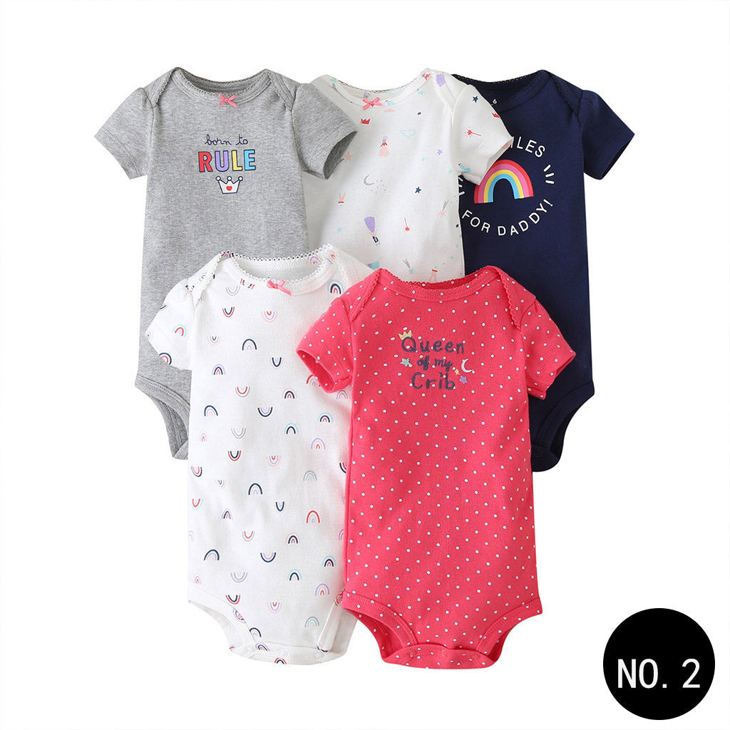 Baby Short Climb 5-piece Romper Boys and Girls Cotton One-piece Rompers 2Style Q5pcs 0 - Tophatter Daily Deals