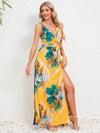 Slit Tied Printed Surplice Dress Casual Dresses - Tophatter Daily Deals