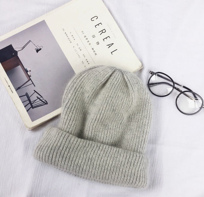 Autumn Winter Rabbit Hair Winter Skullies Hat Grey 0 - Tophatter Daily Deals