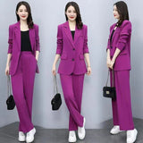 Business Suit Wide Leg Pants Two-piece Suit For Women Rose 2PCs Set 0 - Tophatter Daily Deals