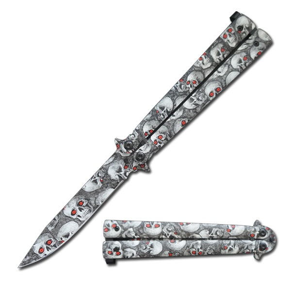 5.25" Closed Length Skull Camo Balisong Butterfly Knife - TOPHATTER'S ARMORY DEALS Collectible Weapons - Tophatter Daily Deals