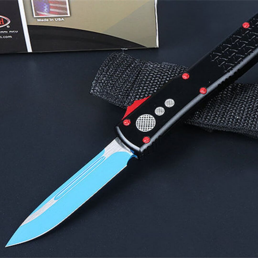 Micro Technology A7 Red and Blue Titanium Straight Out Cutting Tool-GS05 Blue KNIVES - Tophatter Daily Deals