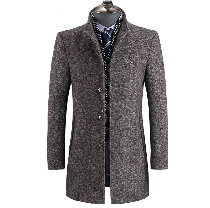 Insulating Men's Overcoat - Single-Breasted, Wool, Commute Brown 3D Changing Face Moving Picture Frame - Tophatter Daily Deals