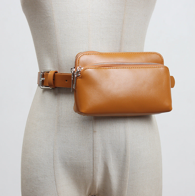 All-match One-shoulder Personalized Street Chest Bag Camel with belt 0 - Tophatter Daily Deals