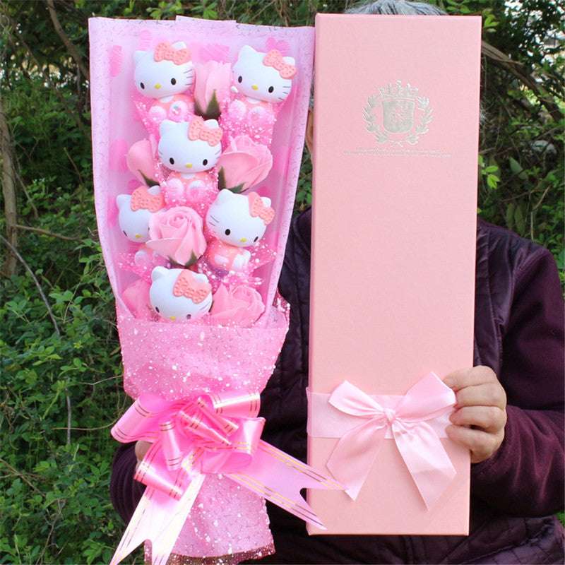 Sanrio Hello Kitty Plush Bouquet Cute Flower Gift Box Flowers - Tophatter Daily Deals