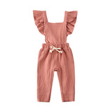 Bubble cotton pleated flying sleeve suspenders Pink 0 - Tophatter Daily Deals