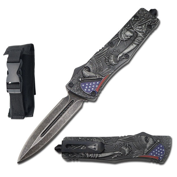 9" American Pride Liberty OTF Dual Action Knife - TOPHATTER'S ARMORY DEALS Collectible Weapons - Tophatter Daily Deals