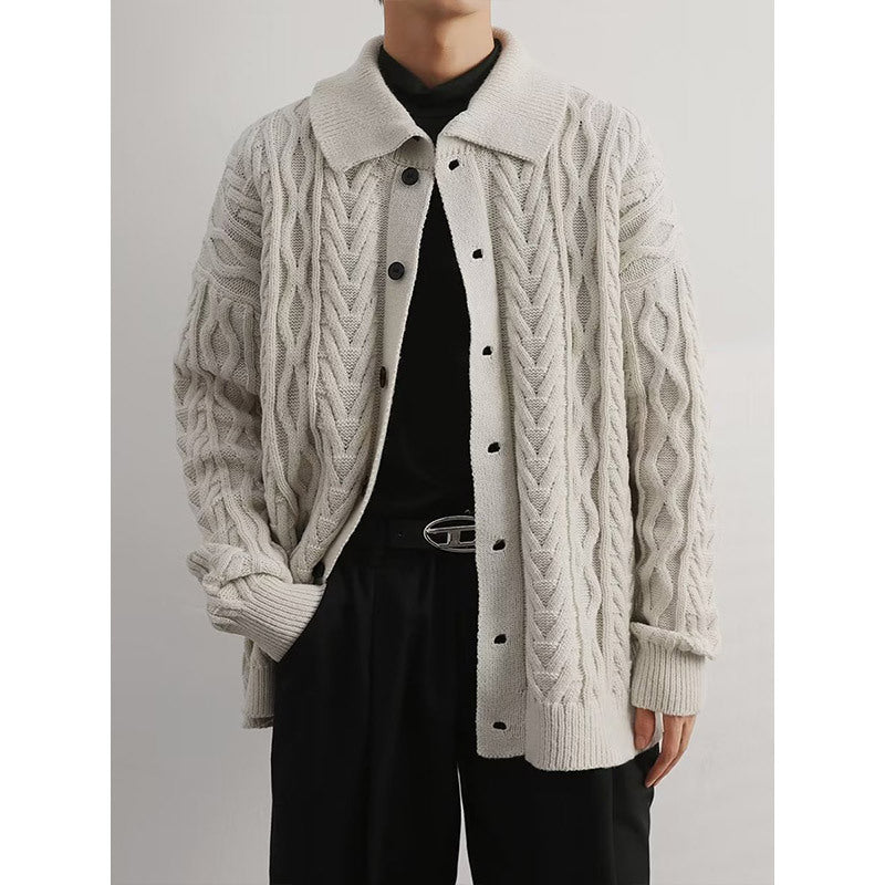 Warm Relaxed Men's Cardigan - Cable Twist Knit, For Fall 3D Changing Face Moving Picture Frame - Tophatter Daily Deals
