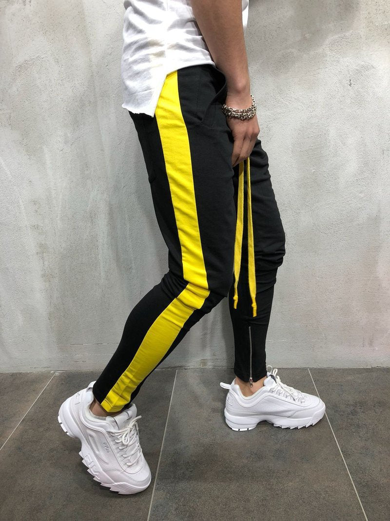 Autumn And Winter Explosions Men's Casual Sweatpants Black yellow 0 - Tophatter Daily Deals