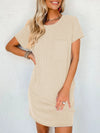 Round Neck Short Sleeve Mini Dress Casual Dresses - Tophatter Daily Deals