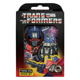 Transformers – Official 40th Anniversary Twin Set of Pin Badges Pin Set - Tophatter Daily Deals