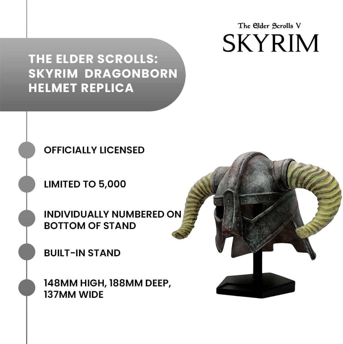 The Elder Scrolls V: Skyrim – Official Dragonborn Helmet Replica Helmet Replica - Tophatter Daily Deals