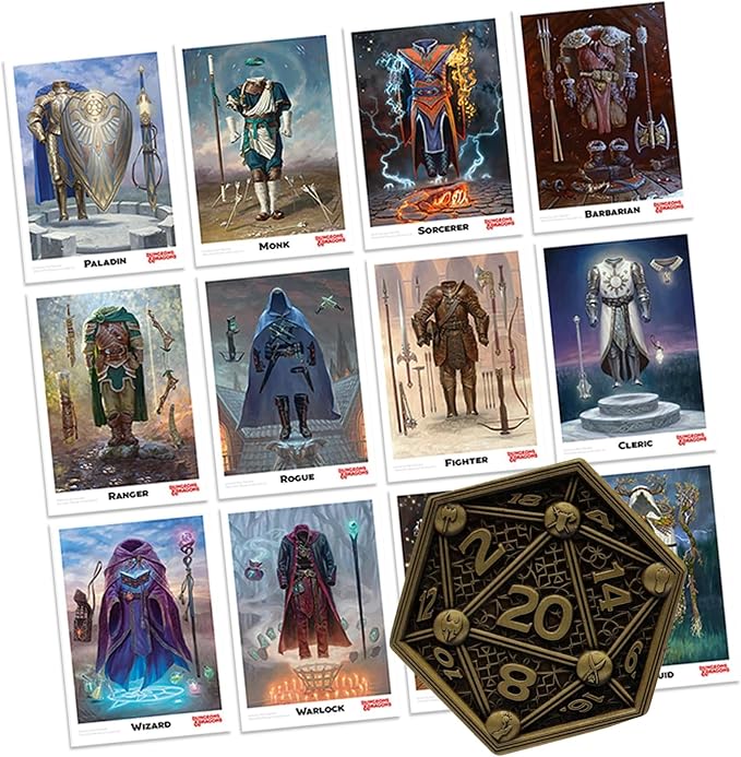 Dungeons & Dragons – Official Class Cards & D20 Flip Coin Set Dice Set - Tophatter Daily Deals