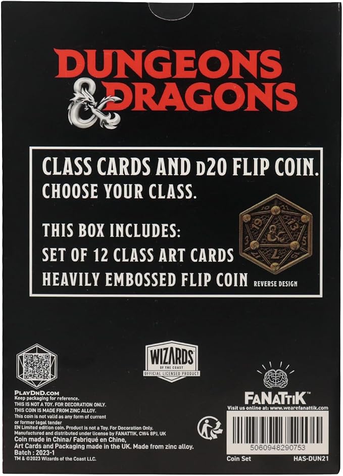 Dungeons & Dragons – Official Class Cards & D20 Flip Coin Set Dice Set - Tophatter Daily Deals