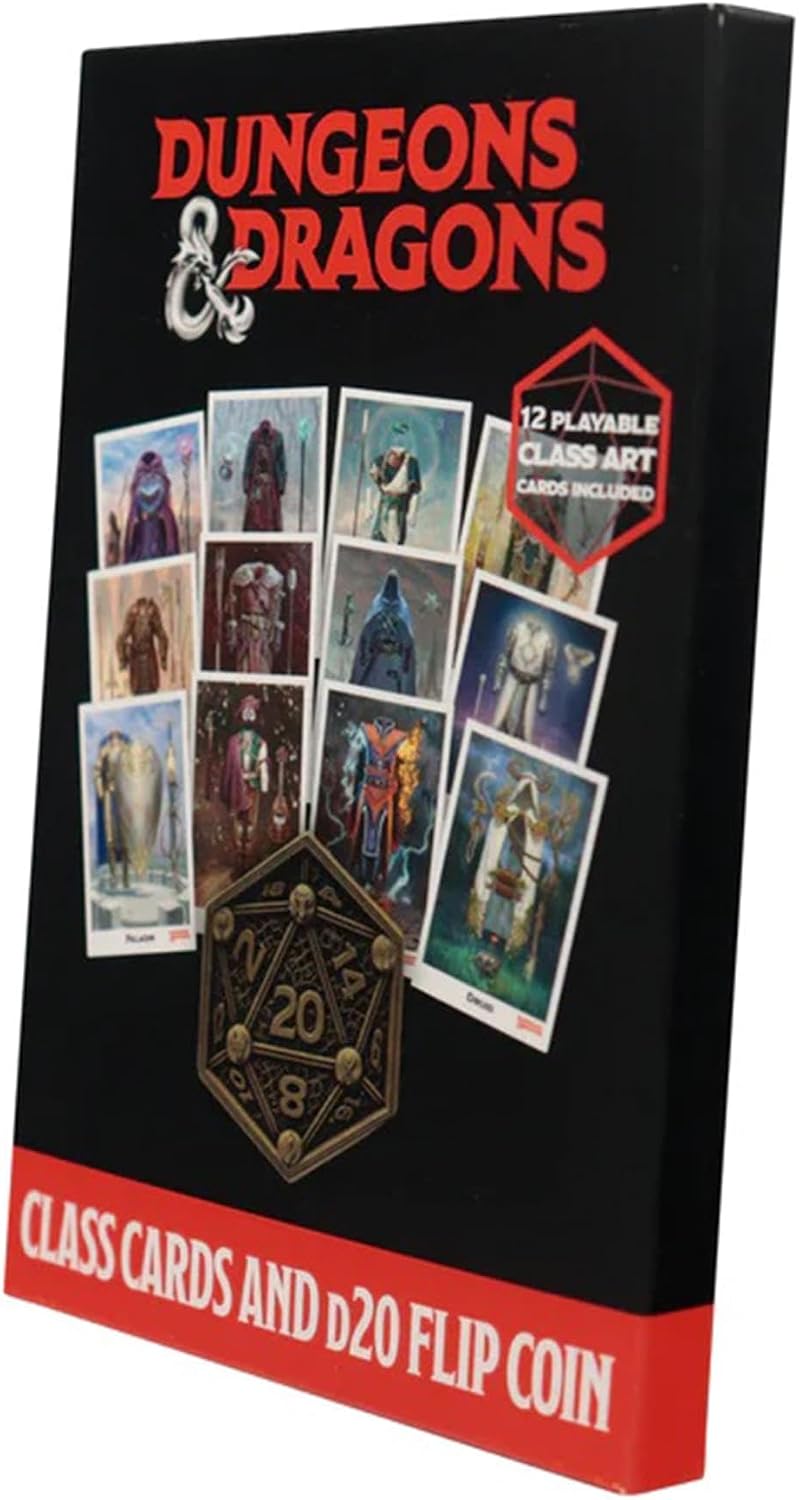 Dungeons & Dragons – Official Class Cards & D20 Flip Coin Set Dice Set - Tophatter Daily Deals
