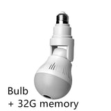 Bulb lamp wifi ip camera 1080p wireless Panoramic 360 fish eye 2mp smart home security lighting cctv surveillance ip cameras A 1080P 32G 0 - Tophatter Daily Deals