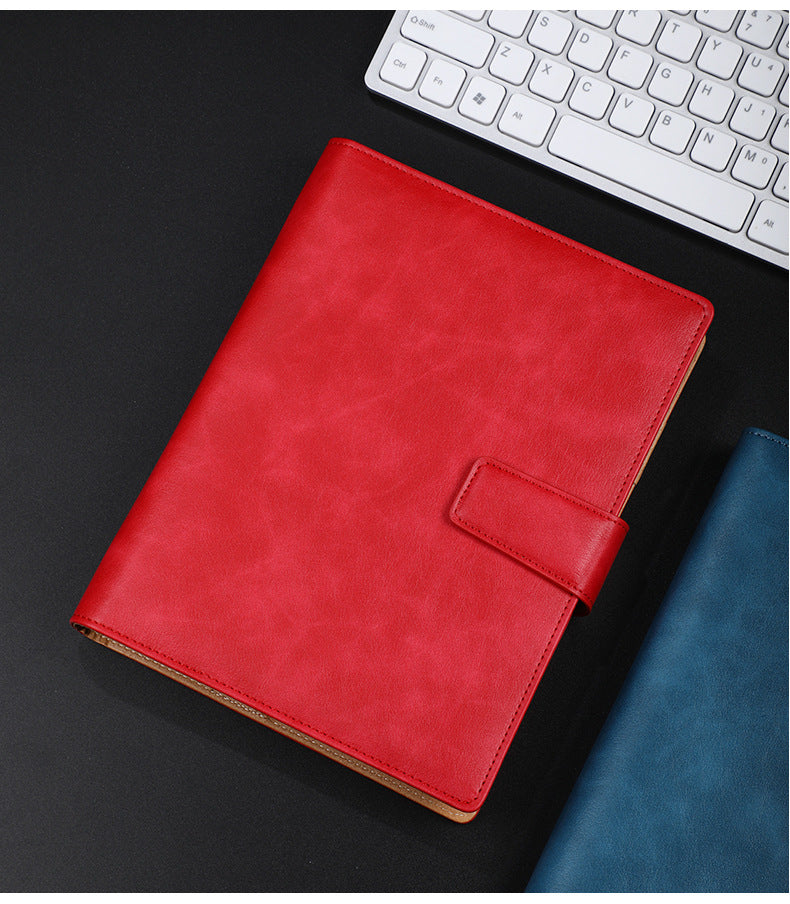 A5 leather buckle 6-hole clip notebook Red 0 - Tophatter Daily Deals