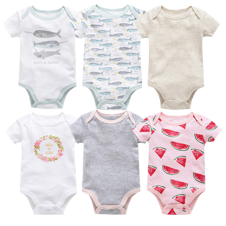 6-piece baby jumpsuit new short-sleeved baby clothes Combination 10 0 - Tophatter Daily Deals