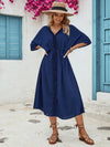 Frill Slit V-Neck Three-Quarter Sleeve Dress Casual Dresses - Tophatter Daily Deals